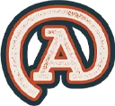 Orange and navy letter A emblem icon